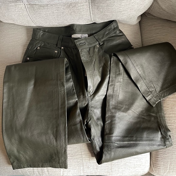 Newport News Olive Green Leather Pants - Picture 5 of 6